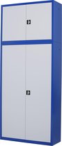 Bovenkast draaideurkast, kantoorkast, archiefkast | 81x120x43.5 cm | Blauw/grijs | DKP-114