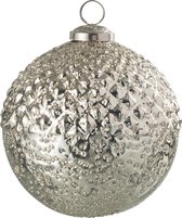 J-Line Kerstbal Relief Glas Zilver Large