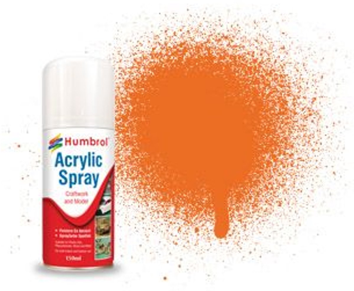 Humbrol Hobbyverf Acrylverf - #18 Orange - Gloss - Acryl spray Verf spuitbus - 150 ml