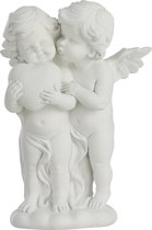 J-Line Figurine d'ange, Design d'ange symbolique d'amour et de protection, Décoration polyvalente pour la maison ou les espaces spirituels, Statue blanche élégante en polyrésine, 16x10x23cm