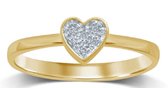 Schitterende 14 Karaat Gouden Hart Ring met Diamanten 16.50 mm. (maat 52)| Verlovinsgring|Damesring