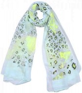 Langwerpige sjaal Neon Leo|Luipaardprint|Groen geel