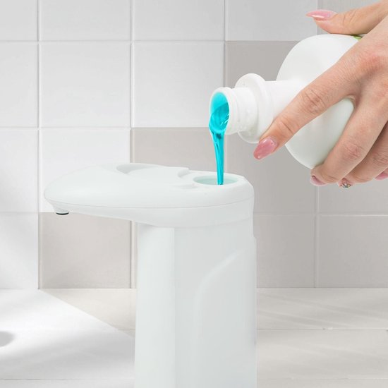Vog&Arths - Automatische Zeepdispenser Sensor - 360 ml - Contactloos Zeepdispensers - Batterij Aangedreven - Navulbaar - Voor Keuken, Badkamer En Toilet - Hygiënische Handzeep Dispenser - Wit