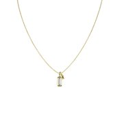 Silventi 9SIL-21268 Zilveren Hanger met Ketting - Zirkonia  - Baquette Geslepen - 12 x 6,3 mm - Ankerschakel - 42 + 3 cm - Gold Plated (Verguld / Goud op Zilver)