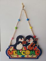 welcome board voor kinderkamer Pinguin met Viool