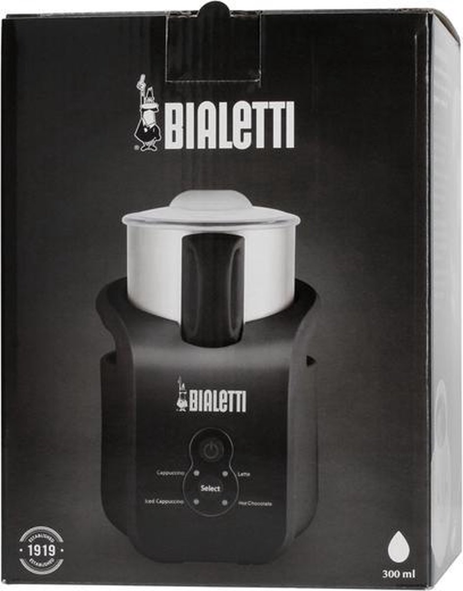 Bialetti - Mousseur à lait crémeux à induction 150 ml/300 ml - Noir (4436)