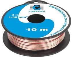 Speaker kabel luidsprekersnoer CCA Transparant 2x 1.5mm mini haspel 10 meter