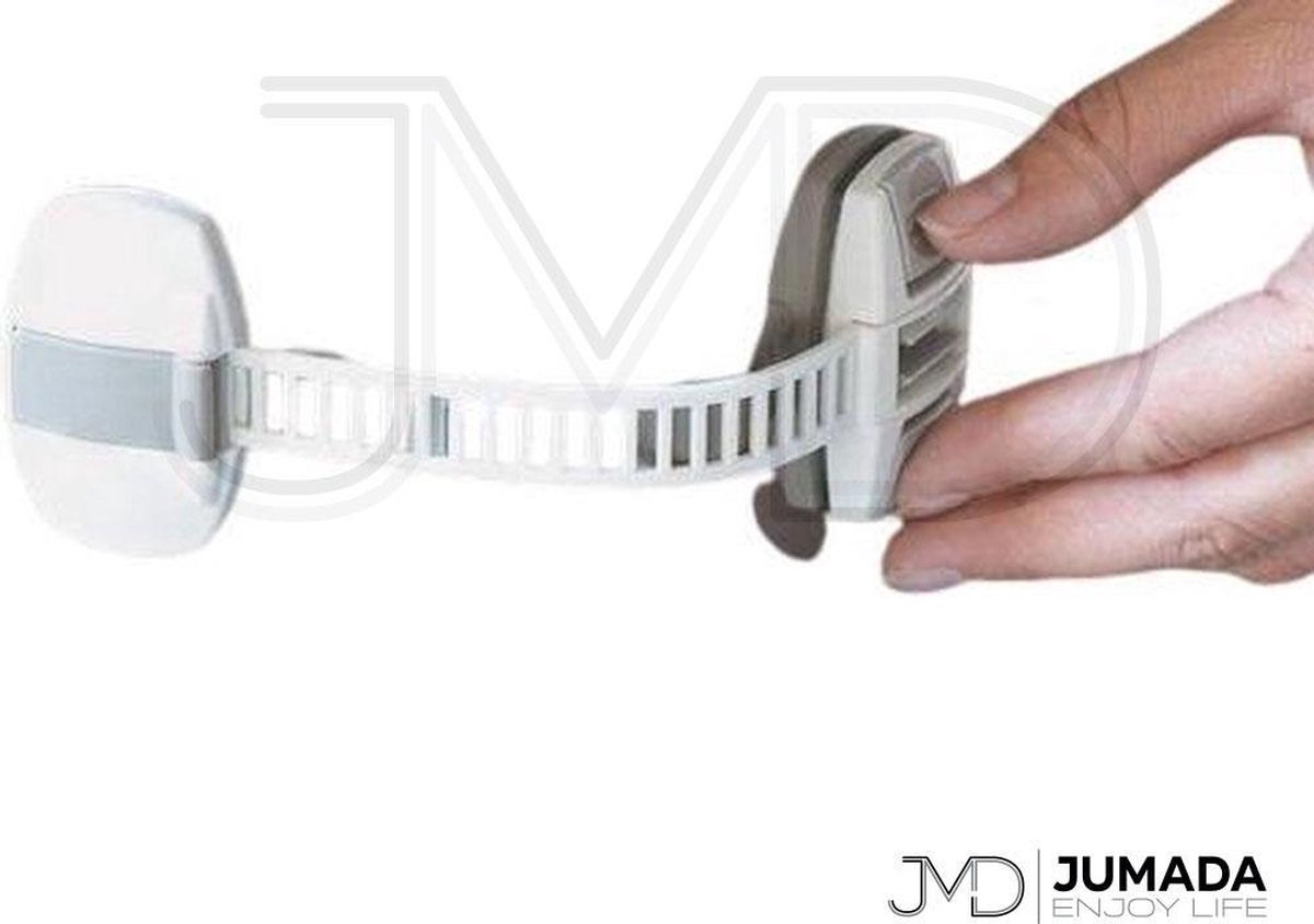 Jumada's Zelfklevende Knijpslot - Veiligheidsslot - Kast- & Ladebeveiliging - Wit - 20 cm Jumada's Zelfklevende Knijpslot - Veiligheidsslot - Kast- & Ladebeveiliging - Wit - 20 cm