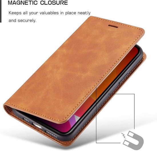 Bookcase Apple iPhone 12 Mini | Marron | Porte-cartes | Étui portefeuille