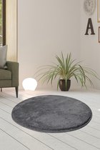 Nerge.be | Milano Round Smoked Grey 90x90 cm | %100 Acrylic - Handmade | Decorative Rug | Antislip | Washable in the Machine | Soft surface