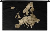 Wandkleed EuropakaartenKerst illustraties - Europakaart met gouden landen voor zwarte achtergrond Wandkleed katoen 180x120 cm - Wandtapijt met foto XXL / Groot formaat!