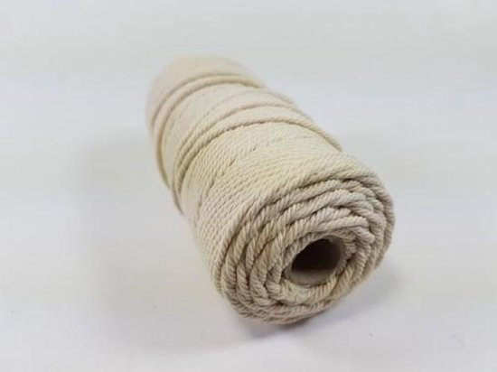 Katoen macrame touw spoel nummer 32 - +/- 2 millimeter dik - 100gram - ecru  - +/- 43 meter | bol.com