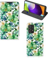 GSM Hoesje Geschikt voor Samsung Galaxy A52 Bookcase Cover Orchidee Groen