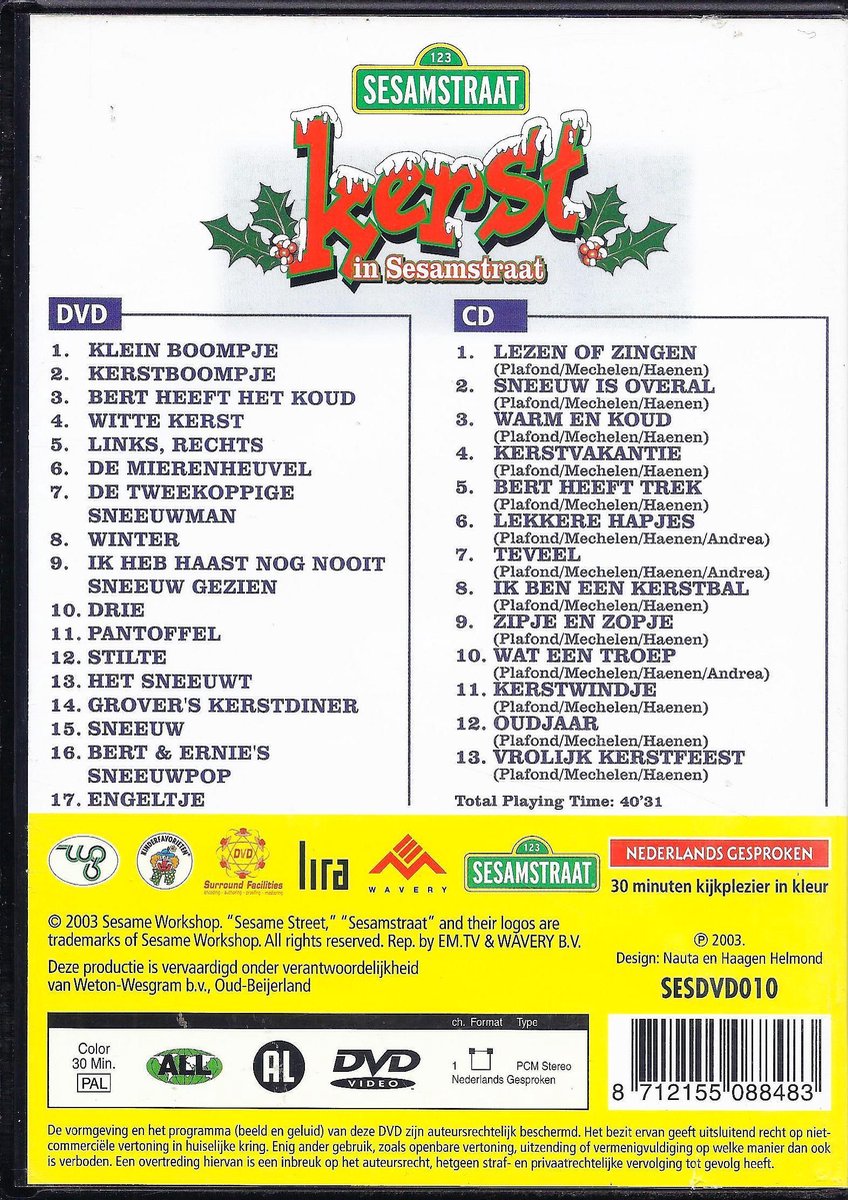 Sesamstraat Kerst (Dvd), Sesamstraat Kerst. Dvd's