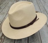 Handgemaakte Panama hoed strohoed zomerhoed kleur naturel maat XL 61 62 centimeter