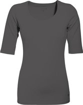 MOOI! Company - Dames T-shirt Joyce - mouwtje tot de elleboog - Aansluitend model - Kleur Charcoal Grey - S