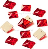 Opnaai Glitter steentjes vierkant|Lt.Siam Square Sew on Stone|Flatback Rhinestones Square Strass ( 12 mm) 28st|Strasstenen van Glas|Glitter steentjes voor turnpakje|Ritmische pakjes|Acro pakj