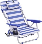 MIRA Home - Draagbare strandstoel - Met verwijderbare hoofdsteun - Tuin - Aluminium - Blauw - 68x63x75
