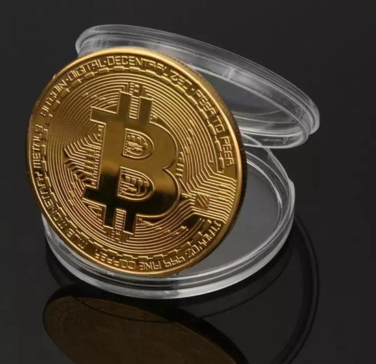 Bitcoin munt - Bitcoin - Bitcoin munt met hoesje - BTC Munt