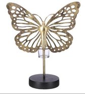 Mica - Waxinehouder - Vlinder - Goud - Metaal - 33,5 cm hoog