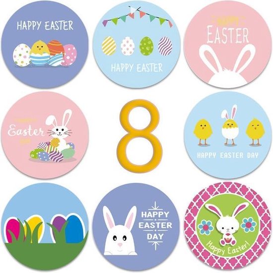 Stickervellen met 144x gekleurde paaseieren stickers - stickers