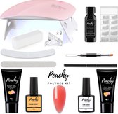 PEACHY ® Paris POLYGEL Kit - Mini UV Led Lamp - Clear Red 30gr - Gellak - Nageldroger Nagellak set - Kit Polygel Starterspakket Starterpack Start pakket - Gel Nagellakset - Nagelverlenging - 