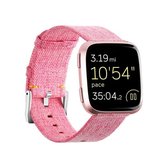 Fitbit Versa 2 Nylon Band Met Gesp  Roze - Maat: ML