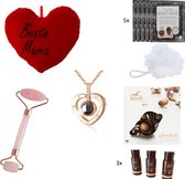 GreatGift - Cadeaupakket voor haar - Moederdag -  Rituals - Jade Roller - Hartjes Ketting Rosé