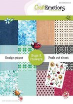 CraftEmotions Design Paper Bugs & flowers 12 vel + push out vel - A5 Carla Creaties A5 12+1