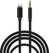 Lightning naar Jack Aux kabel - Iphone naar audio jack kabel 3.5mm - 1 Meter - Zwart