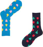 Binkie Socks Box | 2 paar leuke Sokken Heren | Appels met Peren vergelijken | Sokken maat 43 - 46