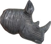 Deco4yourhome - Deco. Neushoorn - Metaal - Zilver Antiek