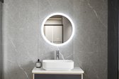 Miroir de salle de bain rond 60 cm sans cadre, éclairage LED encastré, couleur réglable et anti-buée - Bella Mirror