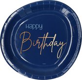 Happy Birthday Borden Blauw 23cm 8st