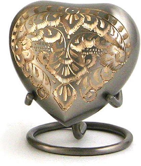 Classic Platinum - Bronzen hart - Asbeeld Dieren Urn Voor Uw Geliefde Dier - Kat - Hond - Paard - Konijn 50 ML