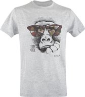 D.five T-shirt Monkey With Glasses Heren Katoen Grijs Maat S