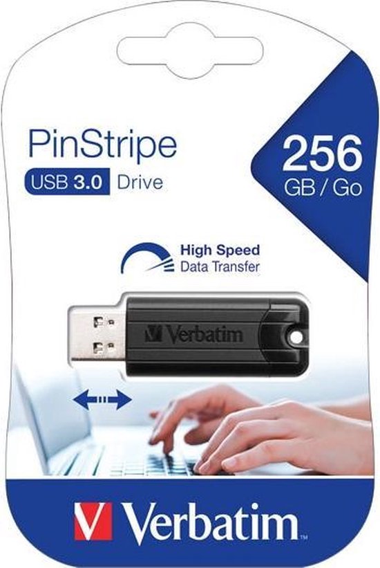 Verbatim Pin Stripe 3.0 USB-stick 256 GB Zwart 49320 USB-A 3.2 Gen 1
