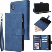 GSMNed - Leren telefoonhoesje blauw - hoogwaardig leren bookcase blauw - Luxe iPhone hoesje - magneetsluiting voor iPhone X/Xs - blauw