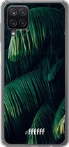 6F hoesje - geschikt voor Samsung Galaxy A12 - Transparant TPU Case - Palm Leaves Dark #ffffff