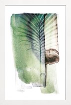 JUNIQE - Poster met houten lijst Jurassic Cycad -13x18 /Groen & Wit