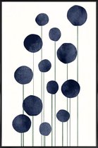 JUNIQE - Poster met kunststof lijst Waterflowers -13x18 /Blauw & Wit