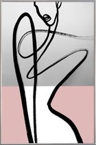 JUNIQE - Poster met kunststof lijst Player -40x60 /Grijs & Roze