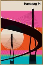 JUNIQE - Poster met kunststof lijst Vintage Hamburg 74 -13x18