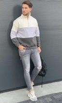 RYMN sweater met rits grijs wit L