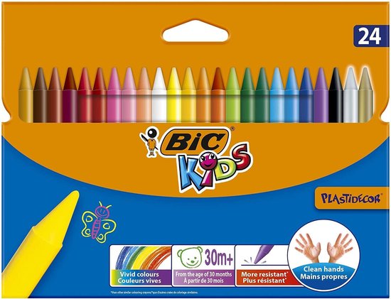 BIC Kids 24 craies de couleur Plastidecor - différentes couleurs | bol