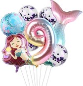 Zeemeermin ballonnen 9 jaar - set van 7 stuks - thema - mermaid