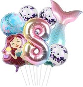 Zeemeermin ballonnen 8 jaar - set van 7 stuks - thema - mermaid