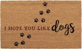 Clayre & Eef Deurmat Binnen 75*45*1 cm Bruin Kokosvezel, Pvc Rechthoek I hope you like dogs Droogloopmat