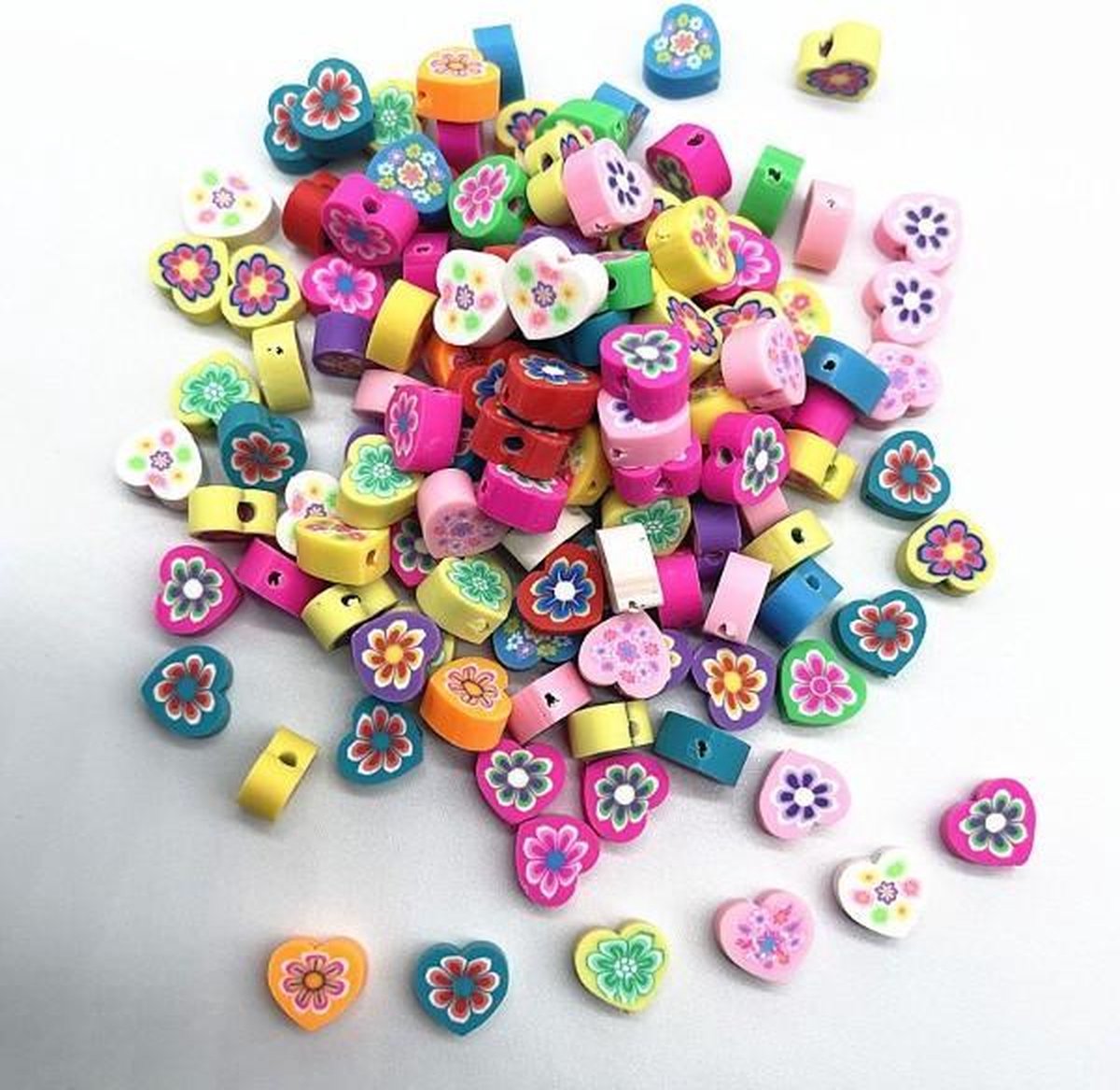 50 stuks Kralen Hartjes Bloem - 1 cm - Figuurkralen - Kleikralen - Fimokralen - Polymeer Kralen — afbeelding 2