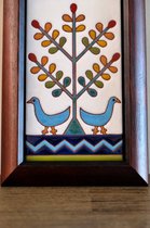 Handgemaakte handbeschilderde Egyptische Tegeltableau met houten frame - 20x15cm - Reefy